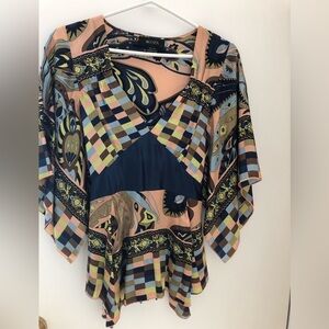 Multicolor Patterned Women's 100% silk Top